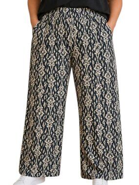NEW Tahari Wide Leg Pants | Navy Damask